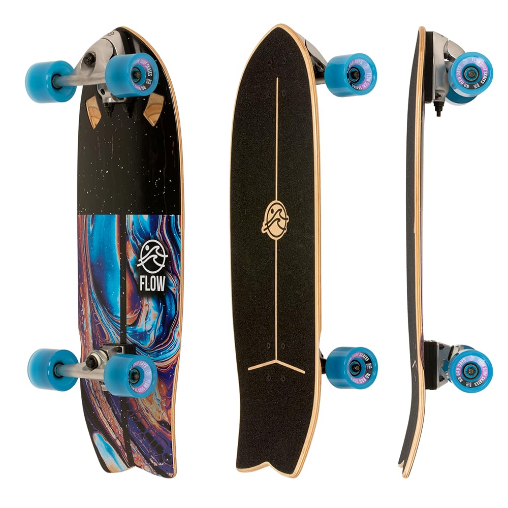 Flow Surf Skates Cruiser - 29"x10" 7-Ply North American Maple Deck Carving Truck Fully Assembled Supports up to 275 lbs for Surf-Like Carving