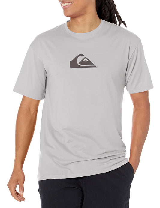 Quiksilver Mens Standard Solid Streak Short Sleeve Rashuguard UPF 50 Sun Protection Surf Shirt Sleet Heather Large