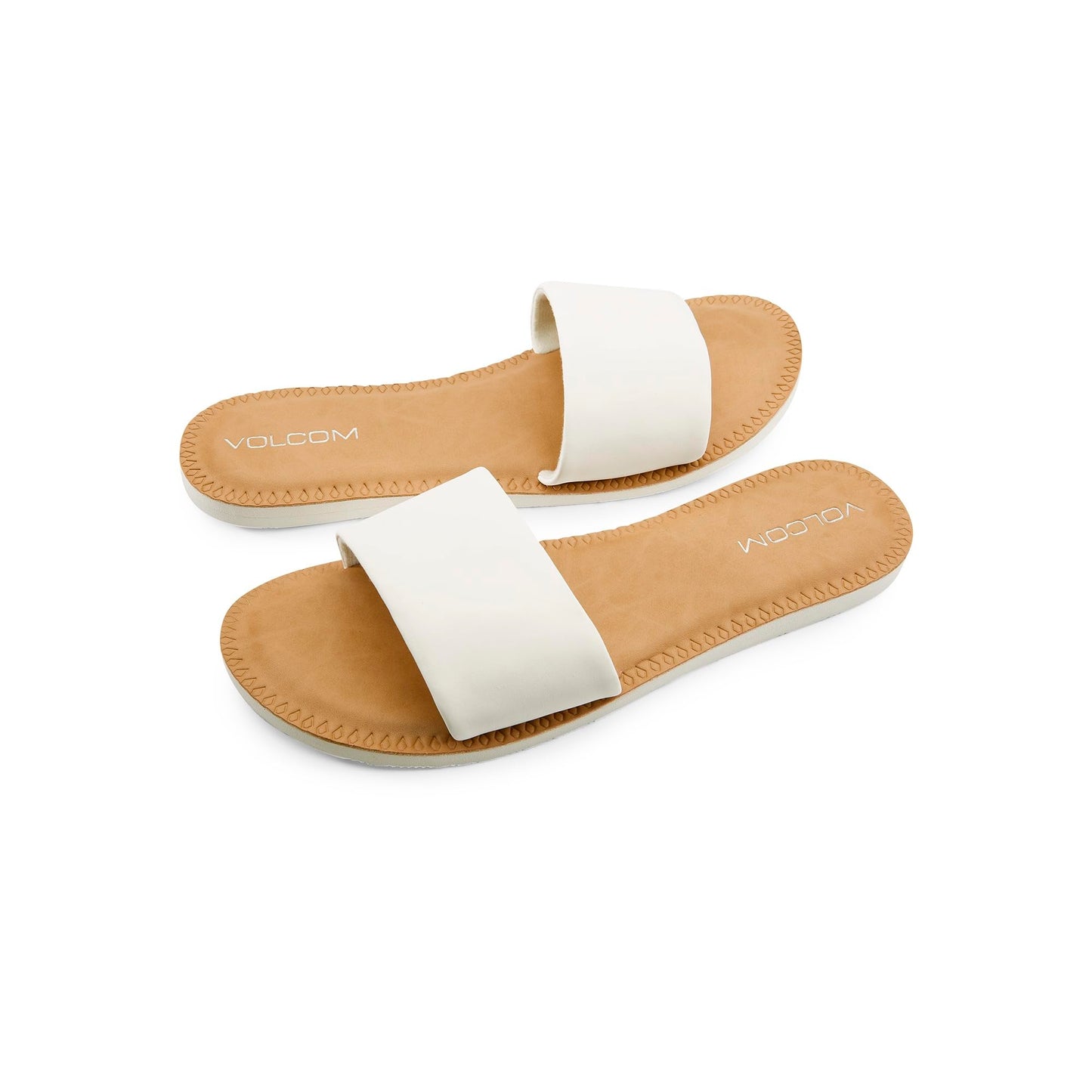 Volcom Womens Simple Synthetic Leather Strap Slide Sandal White-New 8