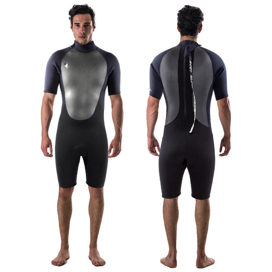 Body Glove Pro3 Men Shorty Wetsuit 2/1mm Back Zip Short Sleeve Spring Wet Suit for Boogie Boarding Surfing Swimming Snorkeling Scuba Diving