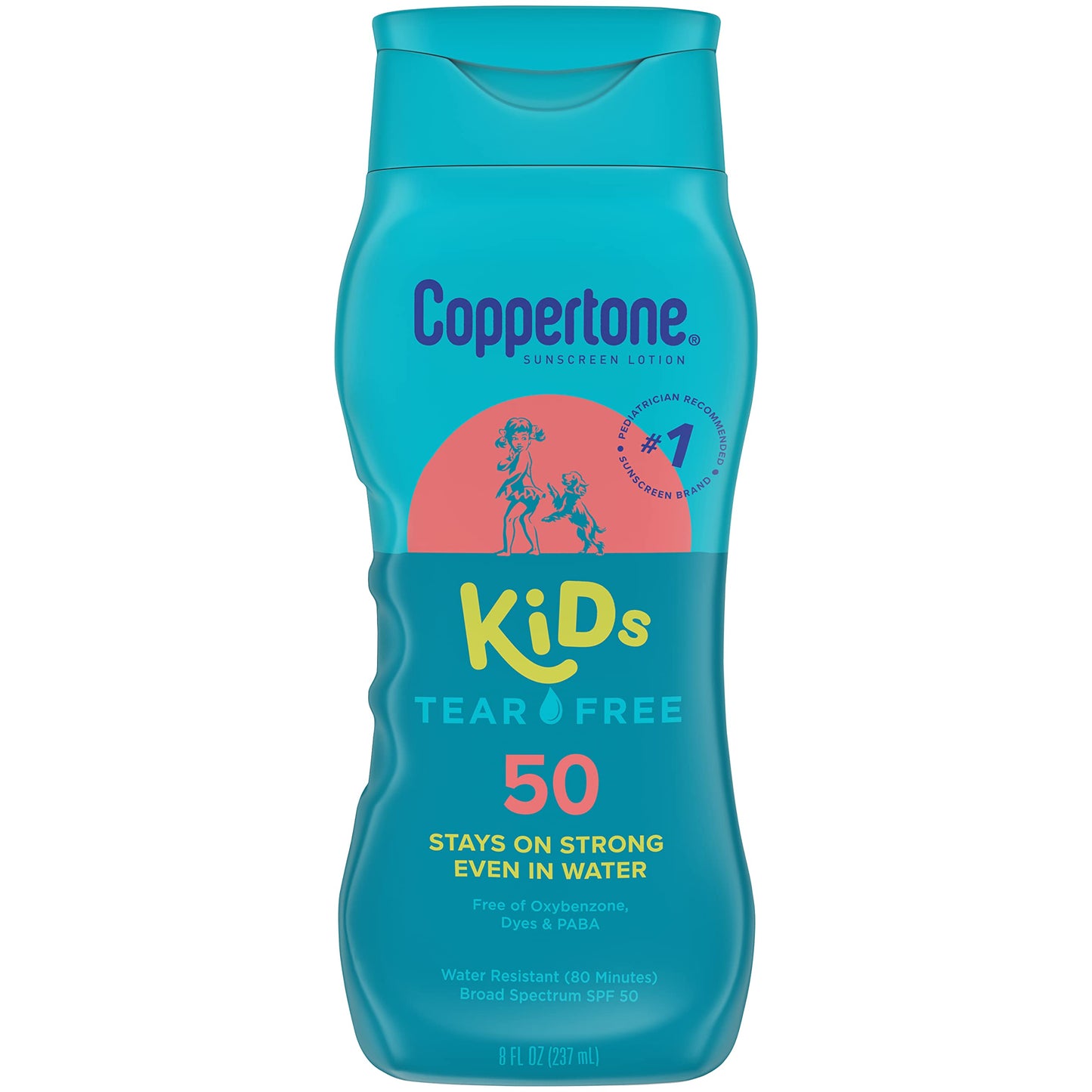 Coppertone Kids Sunscreen Lotion SPF 50 Water Resistant Sunscreen for Kids #1 Pediatrician Recommended Sunscreen Brand Tear Free Sunscreen Lotion 8 Fl Oz Bottle