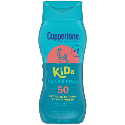 Coppertone Kids Sunscreen Lotion SPF 50 Water Resistant Sunscreen for Kids #1 Pediatrician Recommended Sunscreen Brand Tear Free Sunscreen Lotion 8 Fl Oz Bottle