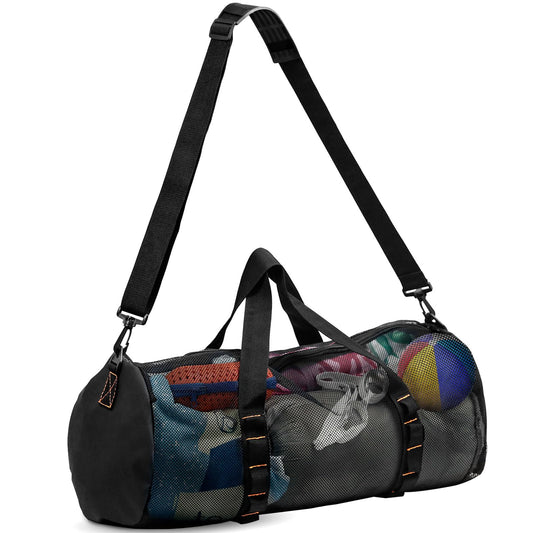 Diving Scuba Surfing Snorkeling Dive Mesh Beach Bag Duffle Bags with Zipper and Adjustable Shoulder Strap for Travel Fitness Camping Swim Gym Gears Balls 23” x 11”