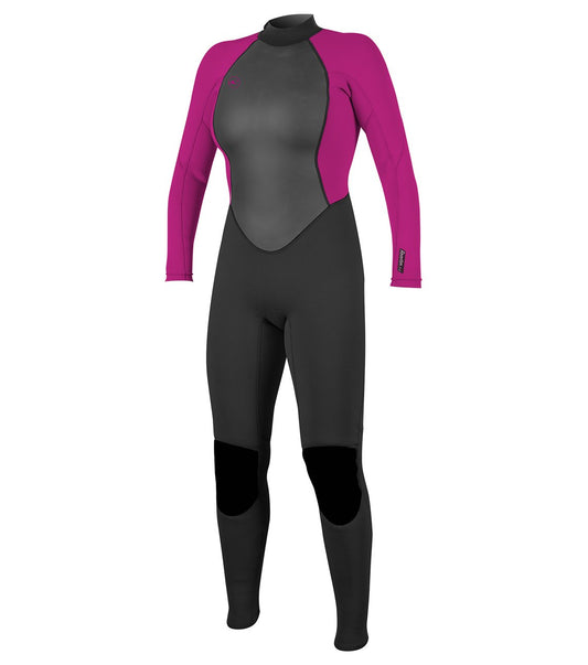 ONeill Womens Reactor-2 3/2mm Back Zip Full Wetsuit Black/Berry 4