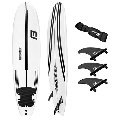 6’ FLOWBOARD Surfboard Softboard Foam - Include (3) Fins 6’ Foot Leash and (2) Wood Stringers Inside Board - Kids and Adults Beginner Intermediate 6 Foot and Comes with High Performance Traction Pad