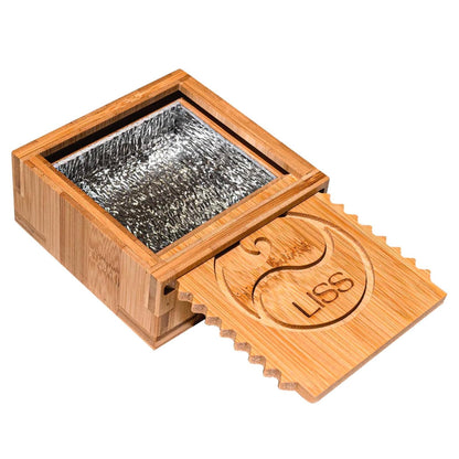 Living in Sunshine Surf Wax Box Insulated Bamboo Holder with Insulated Interior Wax Comb and Remover Works with All Wax Types - Wax Not Included