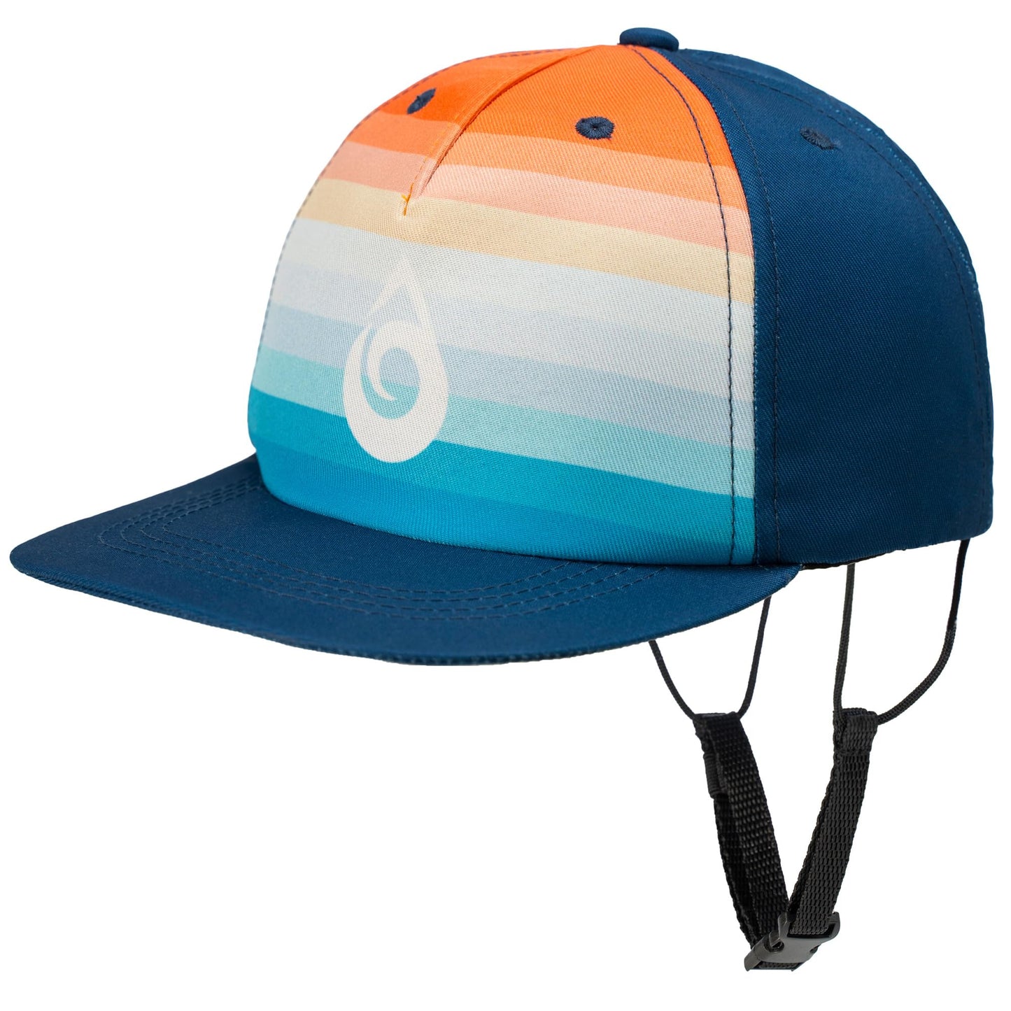 Eco-Conscious Baseball-Style Surf Hat with Chin Straps Stays on Head in and Out of Water (Large/X-Large Ocean Fader)