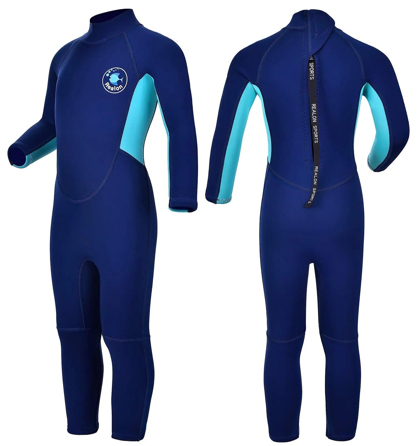 REALON Kids Wetsuit for Girls Boys Toddler and Youth 3mm Neoprene Child Full Wet Suits Warm in Cold Water Thermal Swimsuit Back Zip for Swimming Diving Jet Skiing Surfing