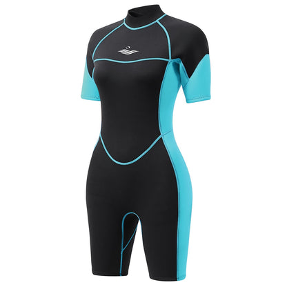 AICARSHI 3mm Shorty Wetsuit for Women - Neoprene Dive Skin Back Zip Scuba Diving Suit One Piece Wet Suits Full Body Rash Guard for Diving Snorkeling Surfing Swimming MWA