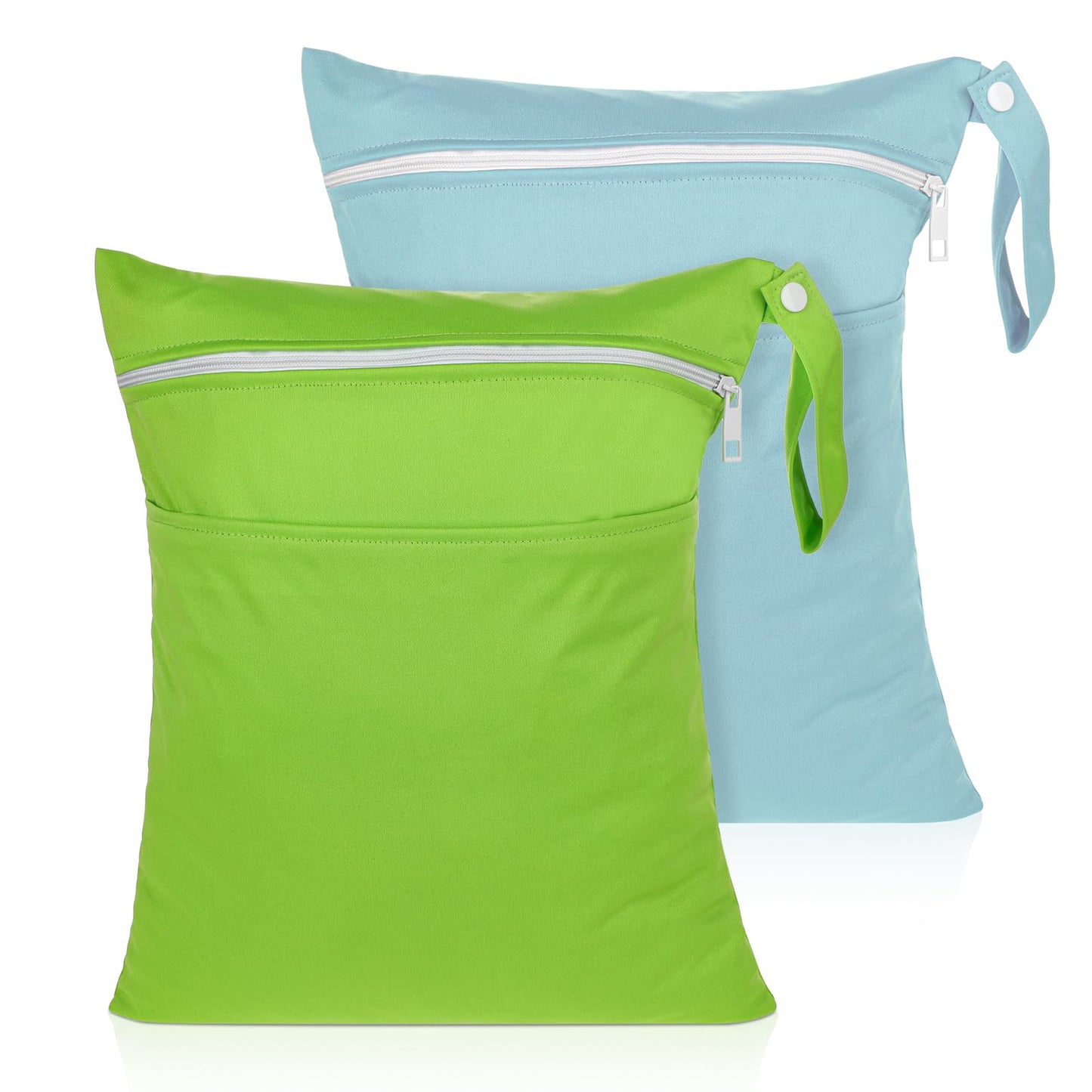 Molain Wet Bag 2 Pcs Waterproof Wet Dry Bag Baby Cloth Diaper Wet/Dry Bags with Two Zippered Pockets Reusable Washable Wetdry Packing Pouch Travel Beach Pool Gym Bags for Swimsuits Wet Clothes