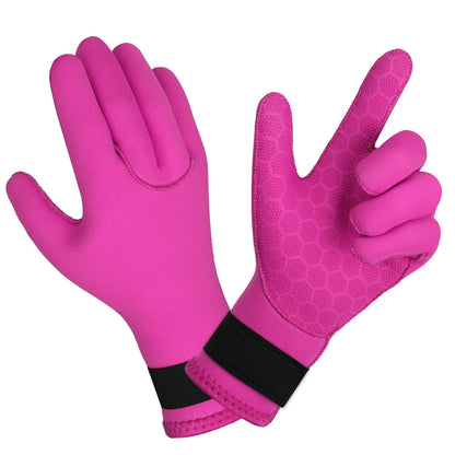 AUAUY Water Gloves 3mm Neoprene Five Finger Warm Wetsuit Gloves Flexible Anti Slip Surfing Glove with Adjustable Wrist Strap for Scuba Diving Snorkeling Surfing Paddling Kayaking Swimming