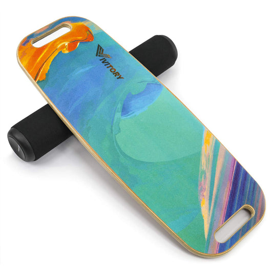 VIVITORY Balance Board Trainer with Handle Roller Board with Adjustable Stoppers – 3 Different Distance Options 4 13 and 22 inches for Hockey Surfing Snowboarding Skateboarding and Skiing