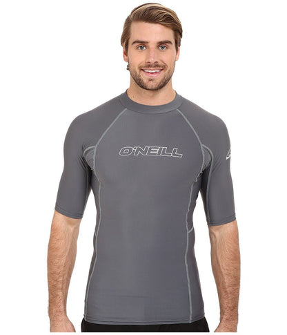 ONeill Wetsuits Mens Basic Skins UPF 50+ Short Sleeve Rash Guard Smoke Medium