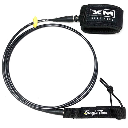 XM SURF MORE Comp 8ft Surfboard Leash with Tangle Free Upgrade Cord Thickness (.220in) Key Pocket Unbreakable Swivels Detachable Railsaver Made in USA