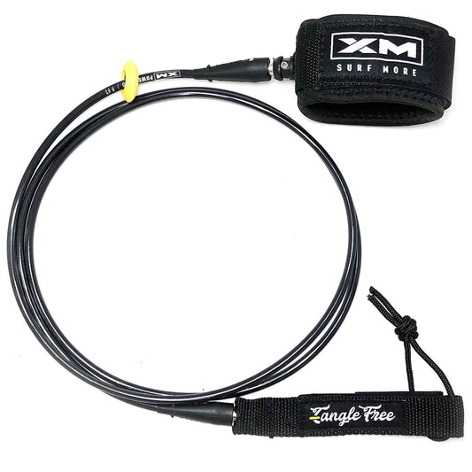 XM SURF MORE Comp 8ft Surfboard Leash with Tangle Free Upgrade Cord Thickness (.220in) Key Pocket Unbreakable Swivels Detachable Railsaver Made in USA