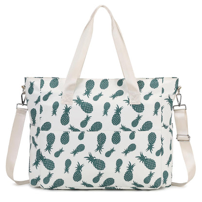 Beach Bags for Women Waterproof Sandproof Swim Pool Bag with Dry Wet Seperated Pocket Lightweight Travel Tote Bag for Girls with Utility Slots Pineapple