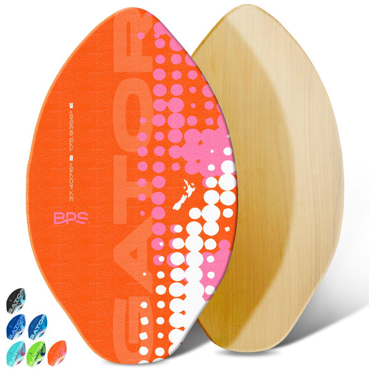 BPS Gator 30 Inch No Wax Needed Skim Board - Epoxy Coated Wood Skimboard with EVA Pads - Skim Board for Beginner to Advanced (Orange)