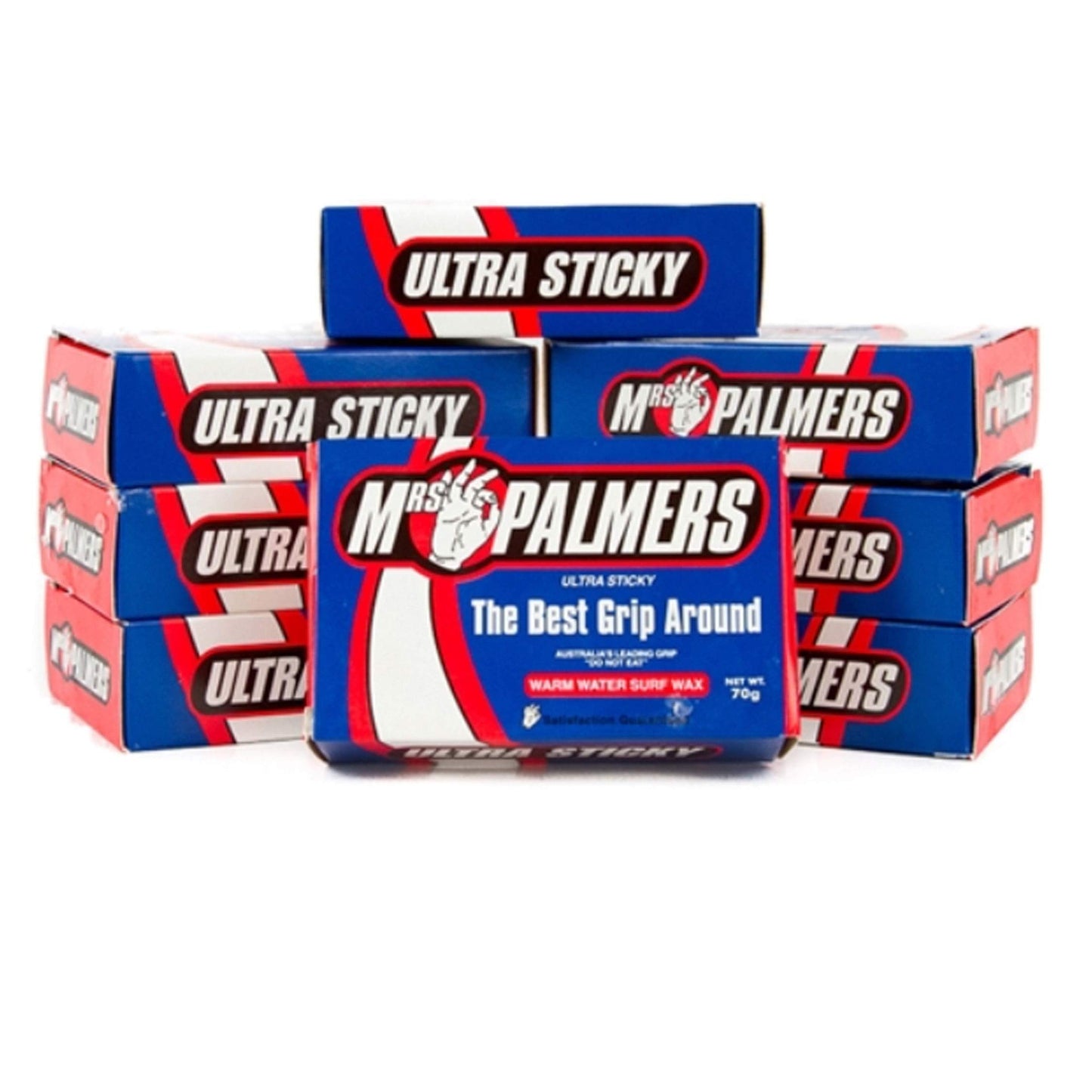 12 Bars Mrs Palmers Surf Wax Warm 64F-74F Degrees 12 Bars in Boxes of Surfboard Wax