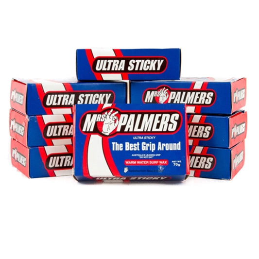 12 Bars Mrs Palmers Surf Wax Warm 64F-74F Degrees 12 Bars in Boxes of Surfboard Wax