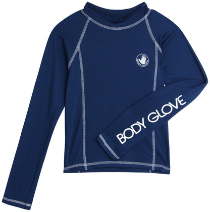 Body Glove Boys Long Sleeve Rash Guard Shirt – UPF 50+ Quick Dry Sun and Sand Protection Swim Shirt – Kids Swimwear (5-14) Size 5 Navy Long Sleeve