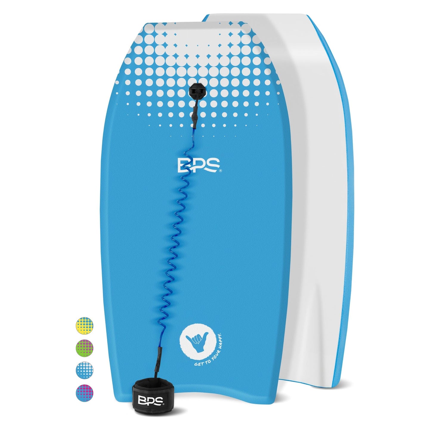 BPS Shaka Lightweight Body Board - EPS Core Bodyboard with Wrist Leash for Beach Pool Surfing Kids Teens Adults (Blue White 37 Inch)